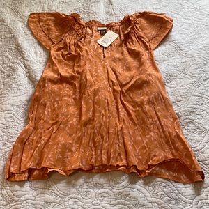 Smocked flutter sleeve blouse xxl
